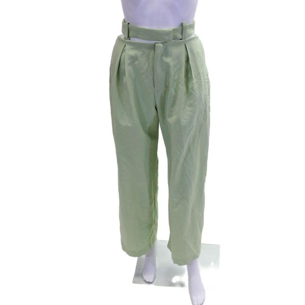 Everyday Womens Pleated Belted High-Rise Flared Pants Trousers Green Size XS